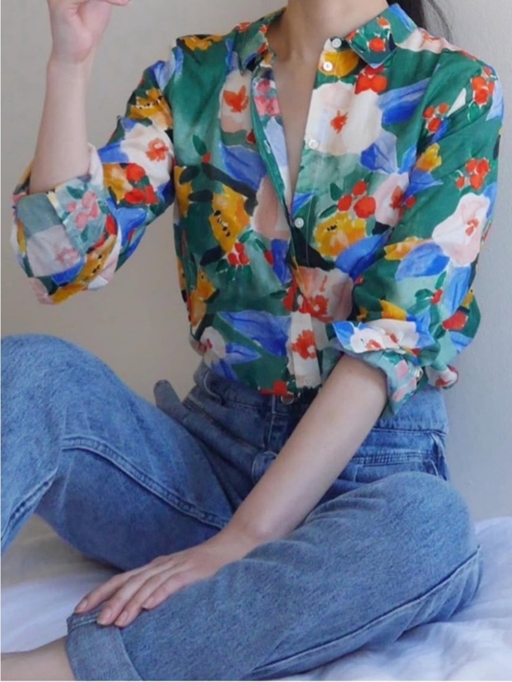 Sezane Button Down Shirt Delphe Floral Print, sz 12 US / 44 FR - Picture 5 of 10
